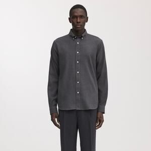Asket The Flannel Button Down Shirt Charcoal Melange Size Medium Short